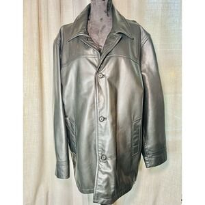 Vintage GAP Leather Jacket Men's XL Y2K Peacoat Overcoat Fantastic Condition